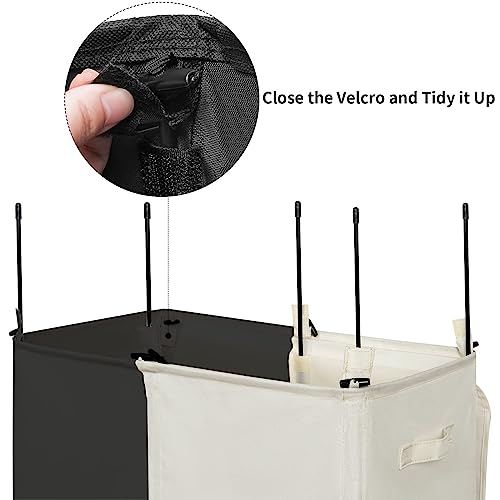 WOWLIVE Double Laundry Baseket with Lid and Removable Laundry Bags,154L Large Laundry Hamper 2 Section Collapsible Dirty Clothes Hamper for Laundry Room,College Dorm,Bathroom,Black and Beige - Image 5