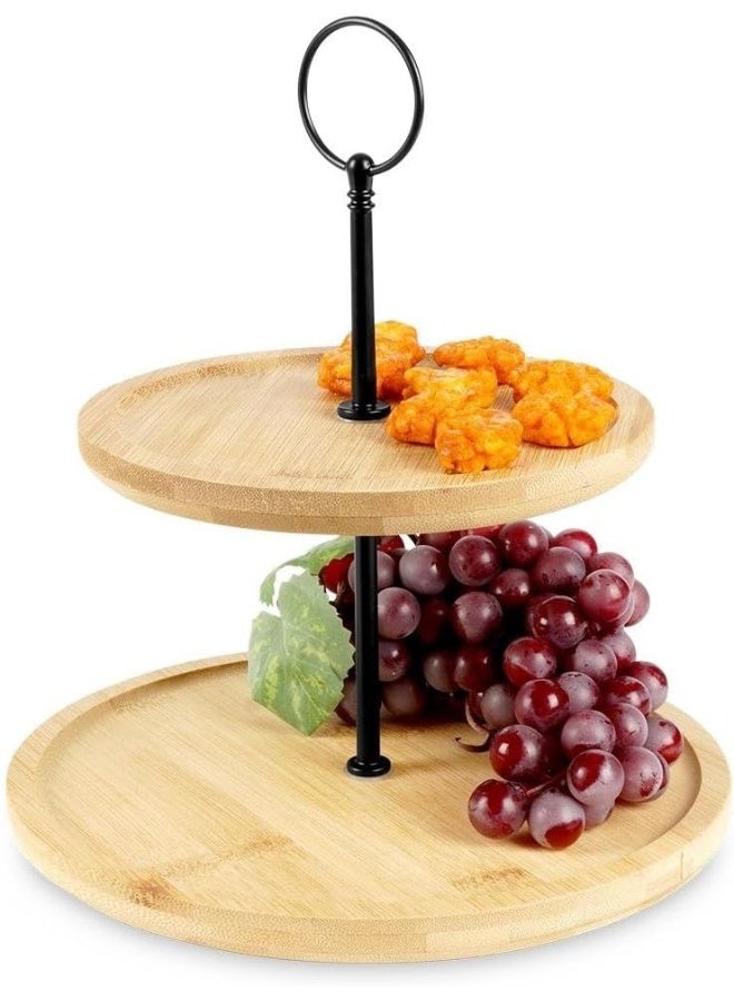 Excellent Houseware Excellent Houseware 2 Tier Bamboo Cake Stand  - Image 1