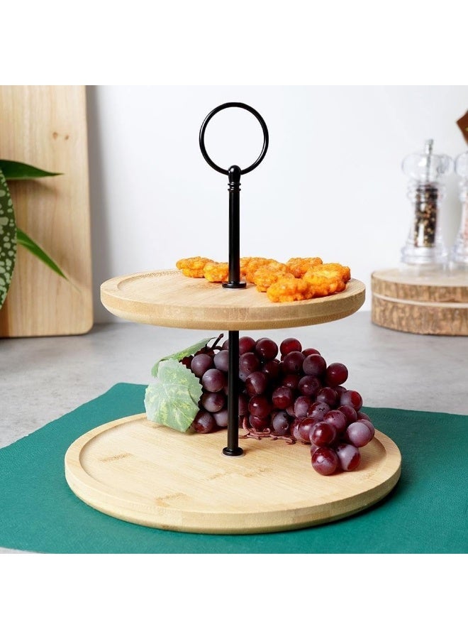 Excellent Houseware Excellent Houseware 2 Tier Bamboo Cake Stand  - Image 2
