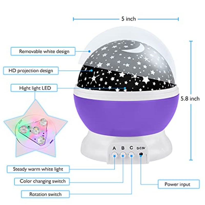 Night Light for,Night Light Nebula 360 Degree Rotation - 4 LED Bulbs 12 Light Color Star Projector Changing with USB Cable, Romantic Gifts for Men Women - Image 5