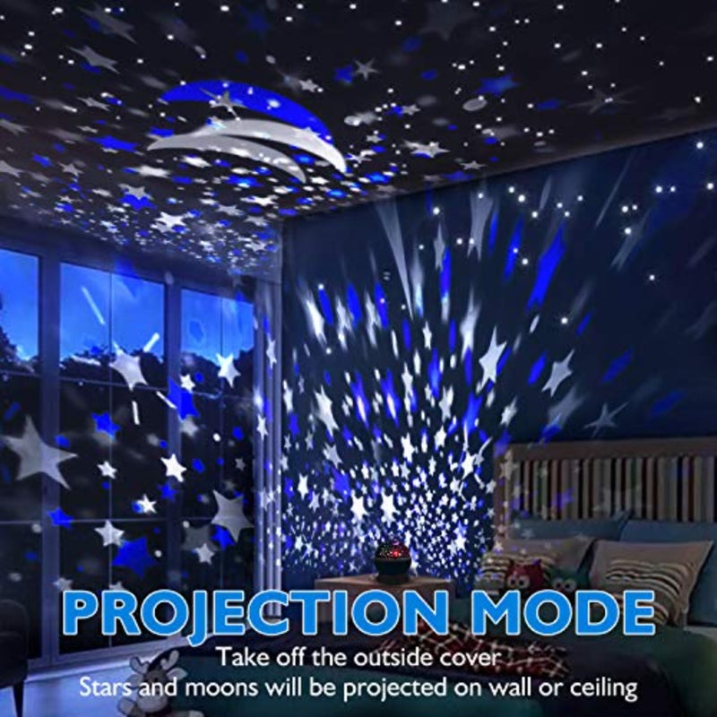 Night Light for,Night Light Nebula 360 Degree Rotation - 4 LED Bulbs 12 Light Color Star Projector Changing with USB Cable, Romantic Gifts for Men Women - Image 2