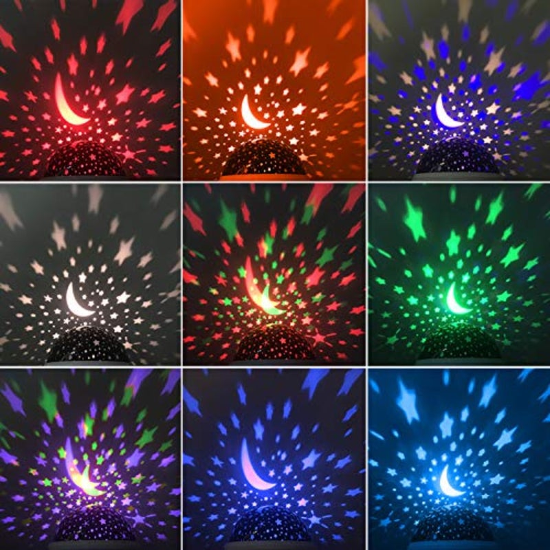Night Light for,Night Light Nebula 360 Degree Rotation - 4 LED Bulbs 12 Light Color Star Projector Changing with USB Cable, Romantic Gifts for Men Women - Image 3
