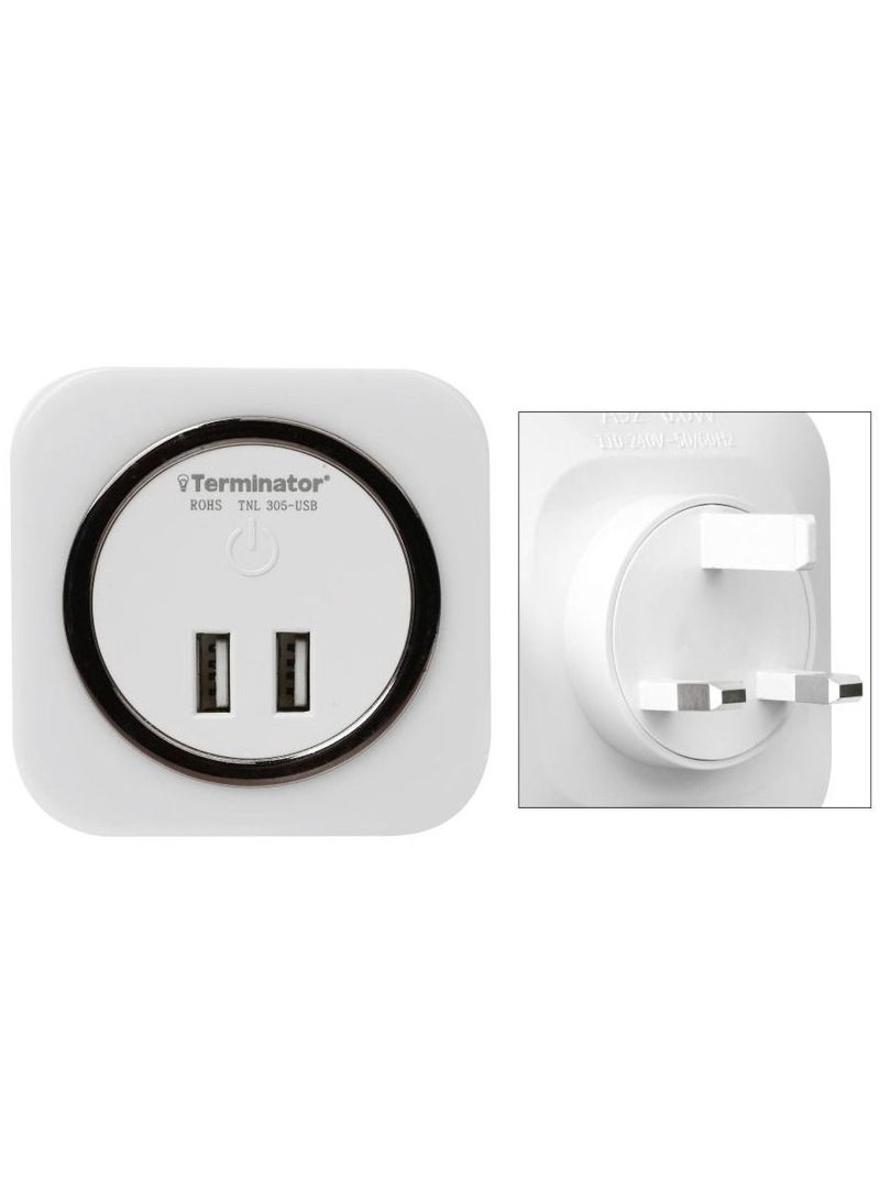 Terminator Brand 2 USB Night Light 2A Touch On And Off Switch - Image 1