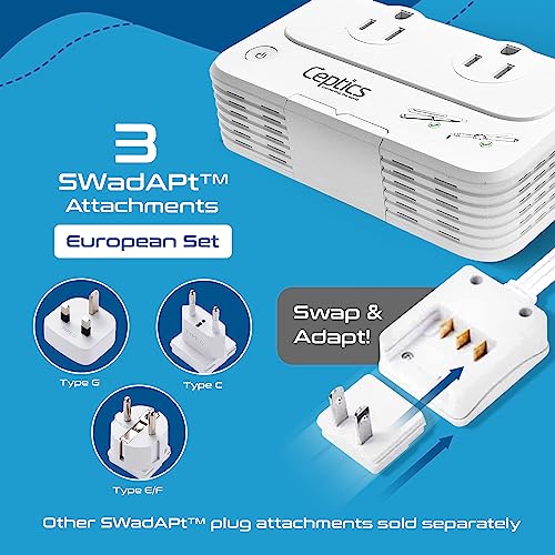 Ceptics European Travel Voltage Converter, 200W Adapter for Curling Iron, Straightener, Charger, Step Down World Power Plug - 4 USB PD 18W Fast Charging - SWadApt Compatible - Type C, E/F, G Included - Image 5