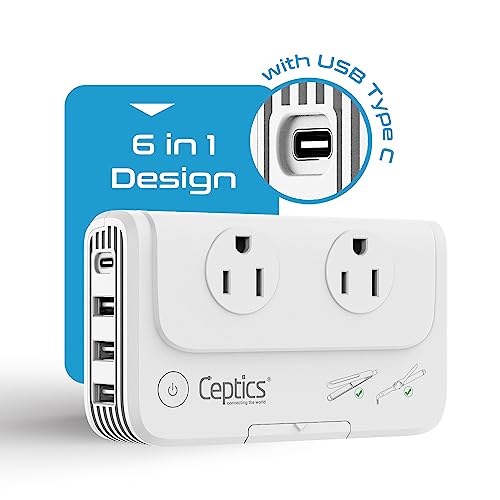 Ceptics European Travel Voltage Converter, 200W Adapter for Curling Iron, Straightener, Charger, Step Down World Power Plug - 4 USB PD 18W Fast Charging - SWadApt Compatible - Type C, E/F, G Included - Image 4