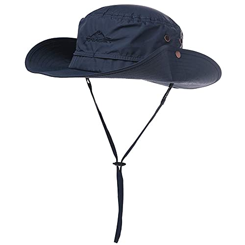 Comhats UPF 50 Sun Hats Wide Brim Summer Safari Hat Fishing Hiking Boonie Hats for Men Chin Strap Waterproof Navy Large X-Large L XL Oversize - Image 1