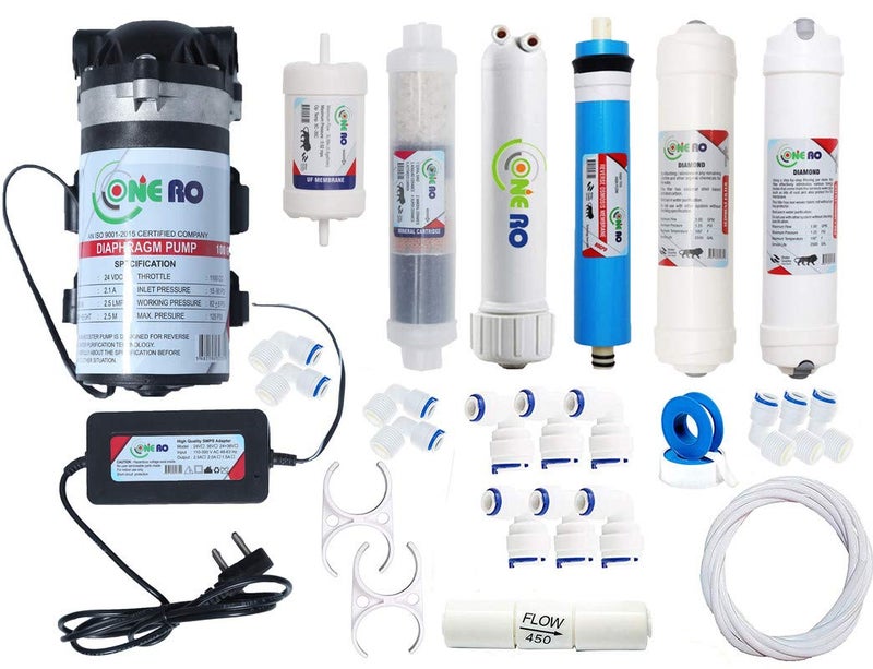 ONE RO Complete Ro Purifier Filter Service kit Of 80 GPD Membrane Water With All Accessories (Service kit with Booster Pump and SMPS) - White & Assorted - Image 5