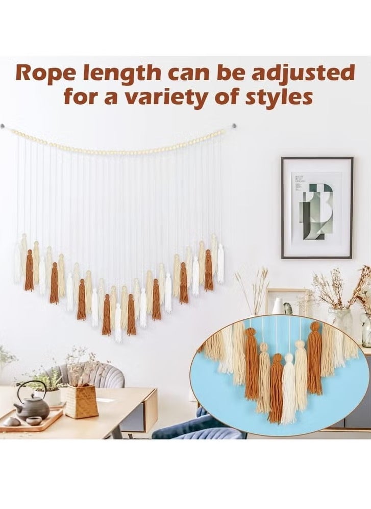 Alruht Large Wall Hanging Boho Wall Decor with Wood Beads Woven Tapestry Colorful Tassel Garland Bohemian Macrame Wall Art Decor for Living Room Bedroom Kitchen Party (Khaki, 109 X 99cm)  - Image 3