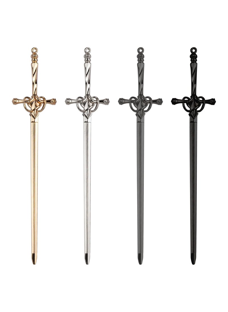 Framendino Framendino 4 Pack Ancient Style Sword Hair Chopsticks Chinese Sticks for Bun Long Classic Vintage Women Accessories 