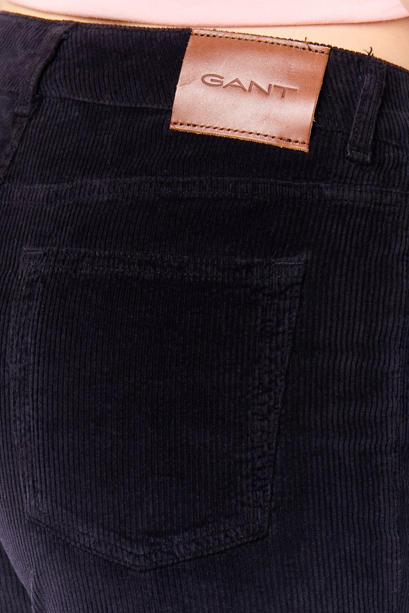 GANT Women Regular Fit Textured Corduroy Pants, Dark Evening - Image 3