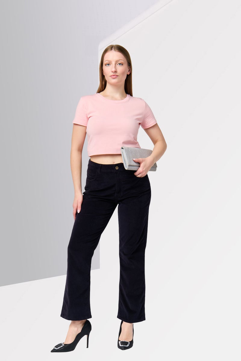 GANT Women Regular Fit Textured Corduroy Pants, Dark Evening - Image 2
