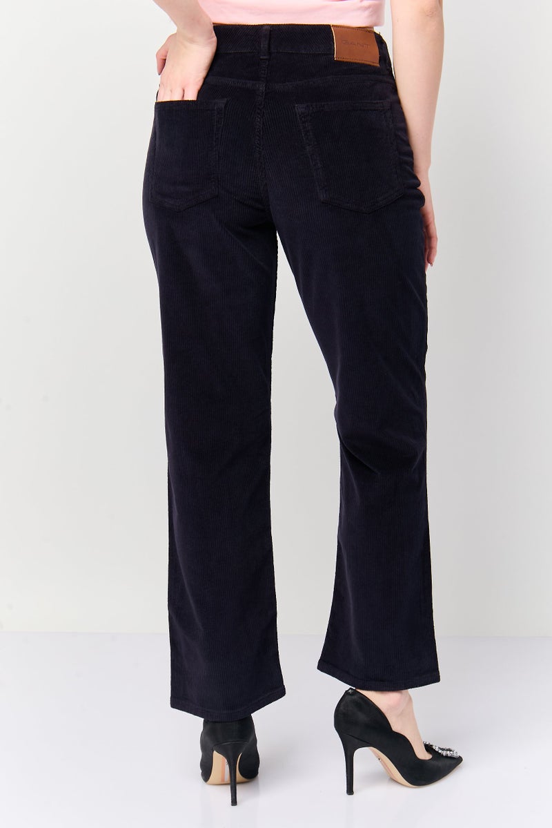 GANT Women Regular Fit Textured Corduroy Pants, Dark Evening - Image 4