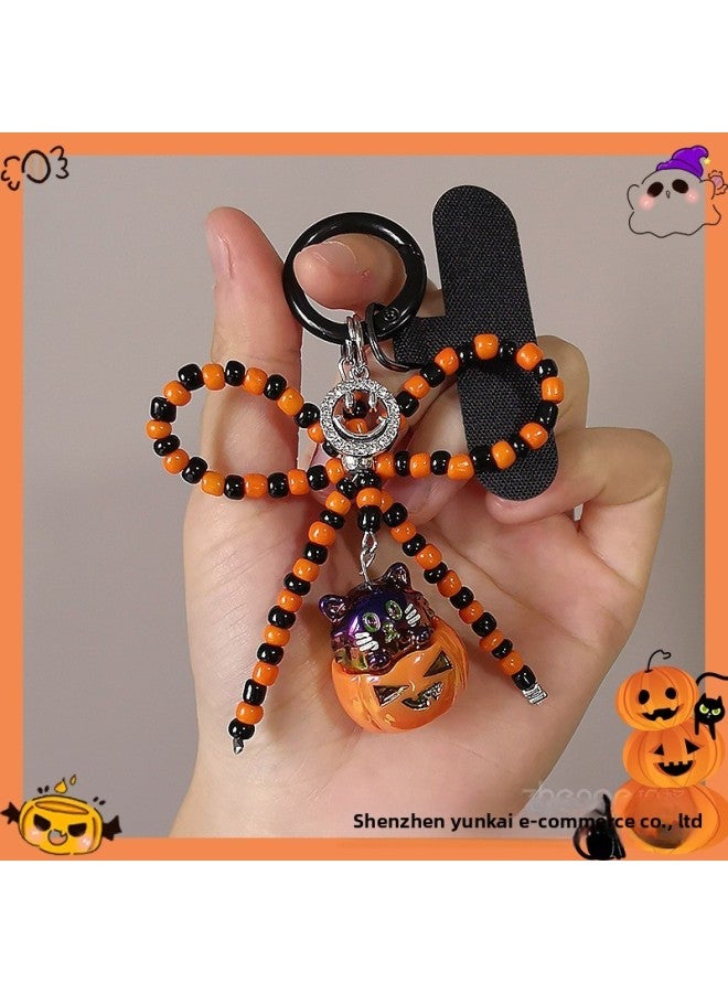 Loquat Pumpkin Head Pendant Bow Women's Bag Pendant Ins Mobile Phone Lanyard Keychain Camera Hanging Ornaments-Specifications Support Image Upload: Pumpkin Knotted Pendant + Black Card Strip  - Image 1