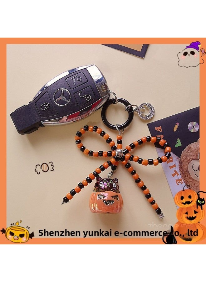 Loquat Pumpkin Head Pendant Bow Women's Bag Pendant Ins Mobile Phone Lanyard Keychain Camera Hanging Ornaments-Specifications Support Image Upload: Pumpkin Knotted Pendant + Black Card Strip  - Image 4