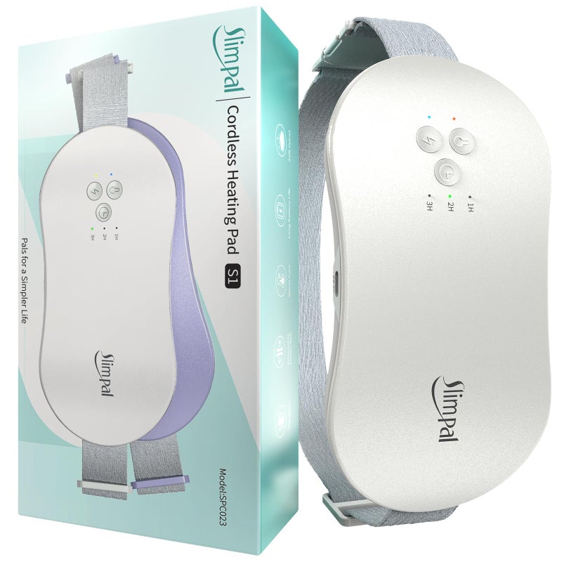 Slimpal Portable Heating Pad for Period Cramps FSA HSA Eligible Cordless Heat Pad for Menstrual Cramps Relief 3 Timer Auto Off Setting Electric Heating Belt Gifts for Her Women Girl Wife Beige