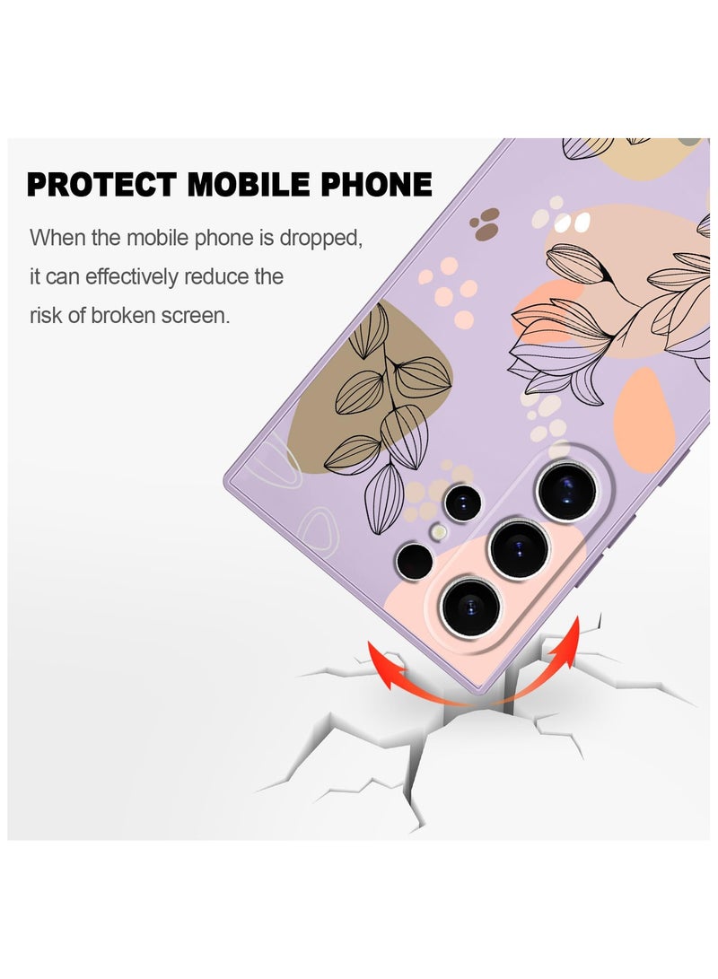 for Samsung Galaxy S24 Ultra Case, Creative Flower Pattern Design Phone Cover Drop Protection Soft Ultra Thin Scratch Resistant Microfiber Lining Inner for Galaxy S24 Ultra-Morandi Purple - Image 5