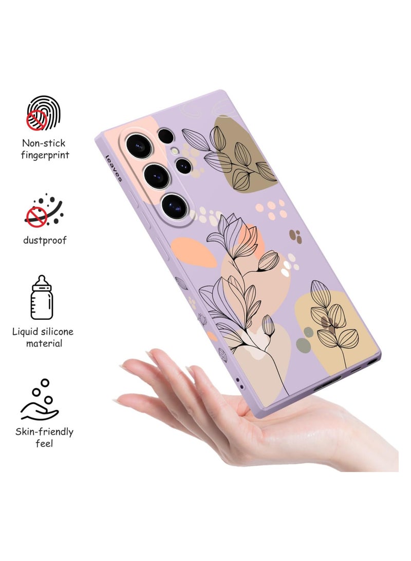 for Samsung Galaxy S24 Ultra Case, Creative Flower Pattern Design Phone Cover Drop Protection Soft Ultra Thin Scratch Resistant Microfiber Lining Inner for Galaxy S24 Ultra-Morandi Purple - Image 4