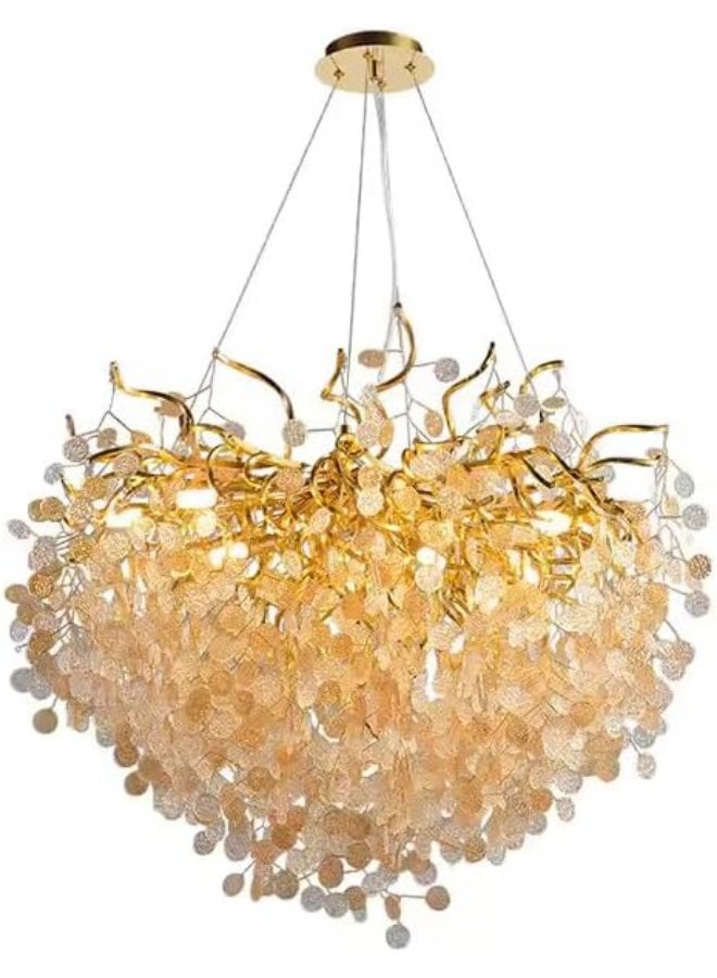 PRIME SOLE Modern Decorative Hanging Chandelier Ceiling Light with Artistic Leaf Design, Luxury Pendant Lamp for Living Room Dining Hall Hotel Lobby Interior Lighting Fixture - Image 1