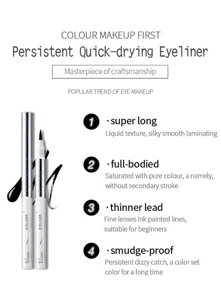 pudaier - Long-Lasting Black Liquid Eyeliner with Fast Drying and Sweat-Proof Formula - Image 1