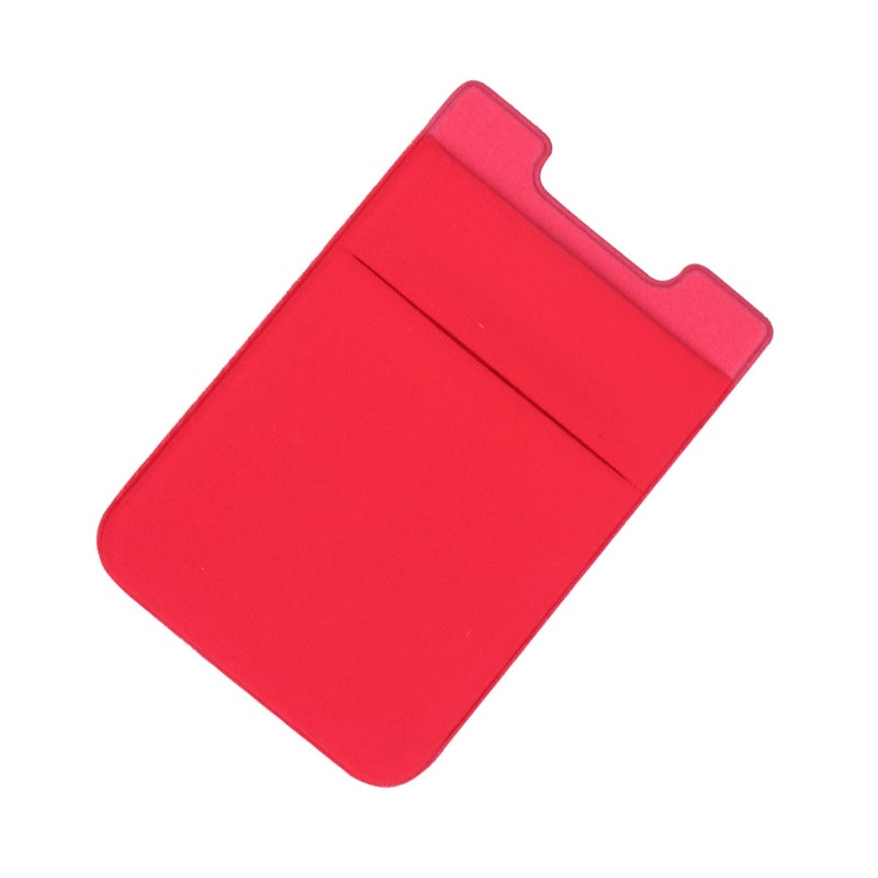 Double Layer Adhesive Phone Card Holder Pouch Stick On Wallet Back Pocket Red - Image 2