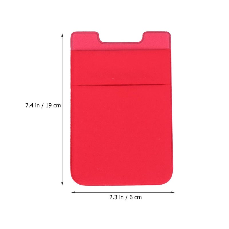 Double Layer Adhesive Phone Card Holder Pouch Stick On Wallet Back Pocket Red - Image 3