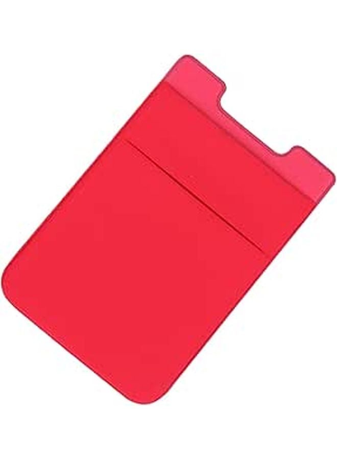 Double Layer Adhesive Phone Card Holder Pouch Stick On Wallet Back Pocket Red - Image 1