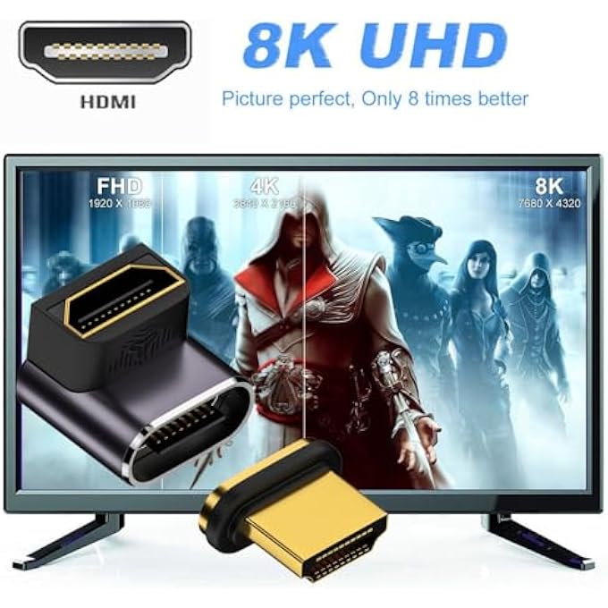 rayihni محول بزاوية 90 درجة مغناطيسي 8K نوع-A HDMI 2.1 ذكر إلى أنثى محول فيديو مستقيم للكمبيوتر المحمول HDTV - Image 3