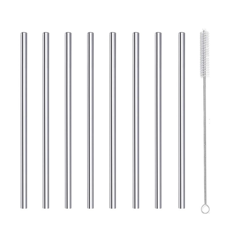 morneve Cocktail Straws Short Stainless Steel Straw 6 Inch Reusable Metal Small Mini Bar Drinking Straws Set with Cleaner Brush for Cocktails Rock Gin Glass Coffee Mason Jar Tumblers Juice Box Silver 8 Pcs