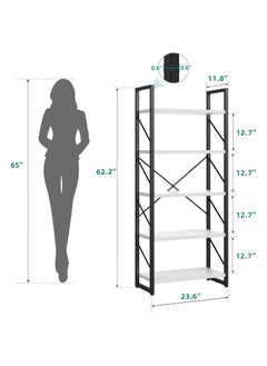 Gogoya 5 Tier Bookshelf Tall Bookcase Shelf Storage Organizer Modern Book Shelf for Bedroom Living Room and Home Office  - Image 2
