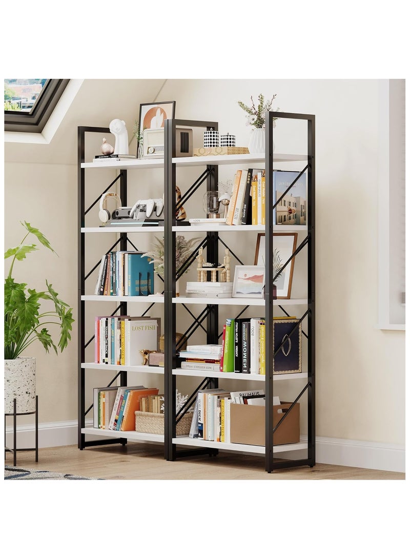 5 Tier Bookshelf Tall Bookcase Shelf Storage Organizer Modern Book Shelf for Bedroom Living Room and Home Office
