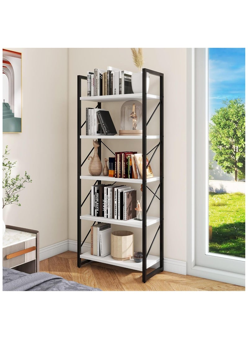5 Tier Bookshelf Tall Bookcase Shelf Storage Organizer Modern Book Shelf for Bedroom Living Room and Home Office
