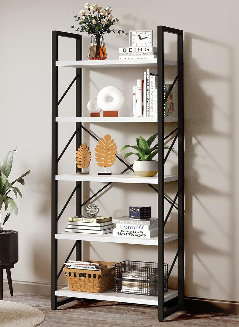 5 Tier Bookshelf Tall Bookcase Shelf Storage Organizer Modern Book Shelf for Bedroom Living Room and Home Office
