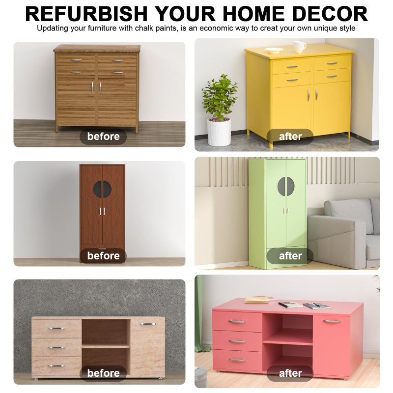 Nicpro 14 Colors Chalk Paint for Furniture, 2 fl oz (60ml) Ultra Matte Finish Acrylic Craft Paint, Non-Toxic Chalk Furniture Paints for Wood, Metal, Cabinets, Home Decor with Liquid Wax, Color Wheel - Image 5