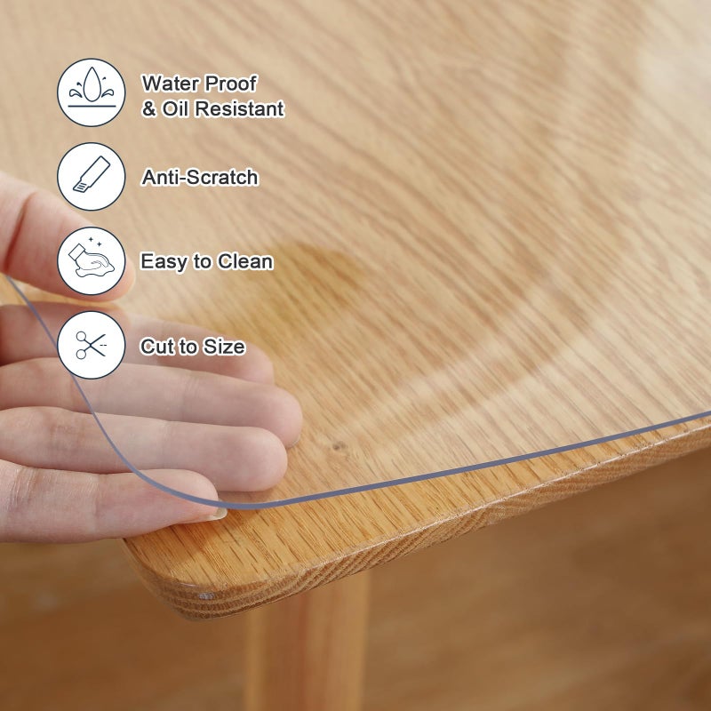 LovePads Clear Table Cover Protector, 16 x 36 Inch 2mm Thick Plastic Table Cover, Table Protector for Dining Room Table, Waterproof Dresser Cover Top for Kitchen, Coffee, Writing Desk - Image 3