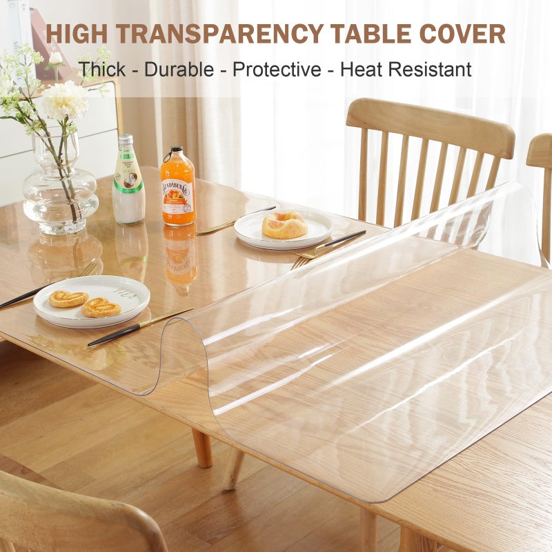 LovePads Clear Table Cover Protector, 16 x 36 Inch 2mm Thick Plastic Table Cover, Table Protector for Dining Room Table, Waterproof Dresser Cover Top for Kitchen, Coffee, Writing Desk - Image 2