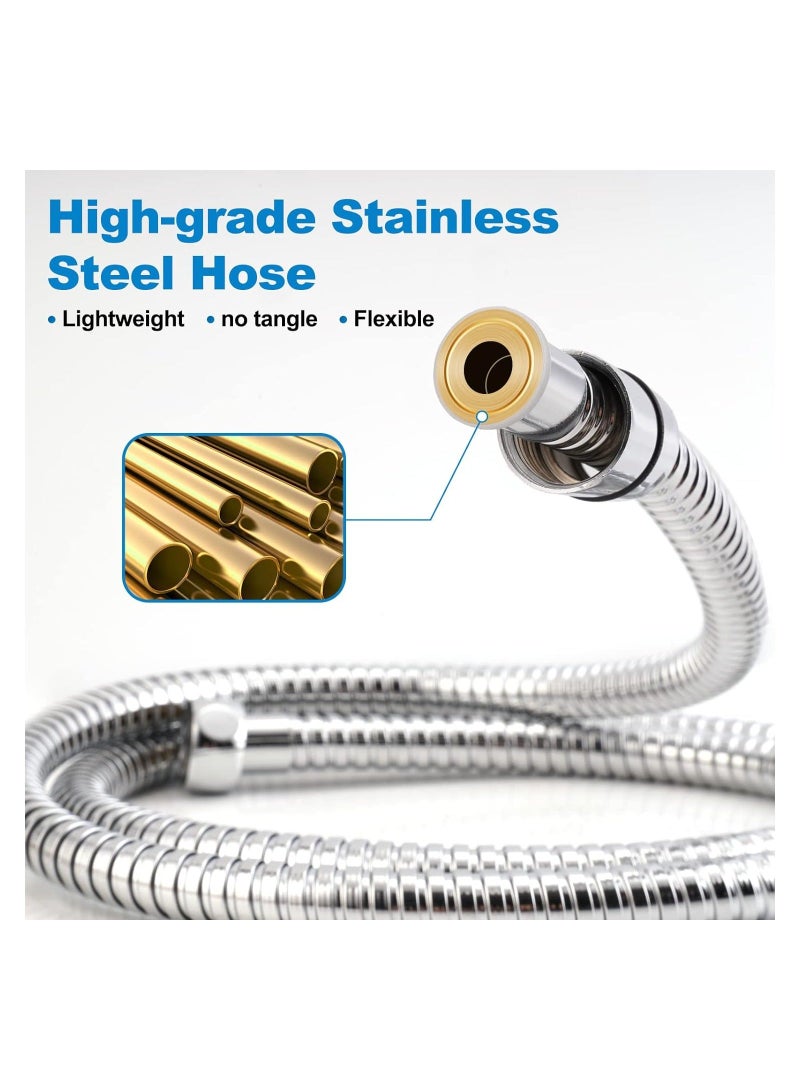 HOMESTAR High Pressure Handheld Shower Head - Anti-clog Nozzles, Built-in Power Wash to Clean Tub, Tile & Pets, Extra Long 6 ft. Stainless Steel Hose, Wall Overhead Brackets - Image 2