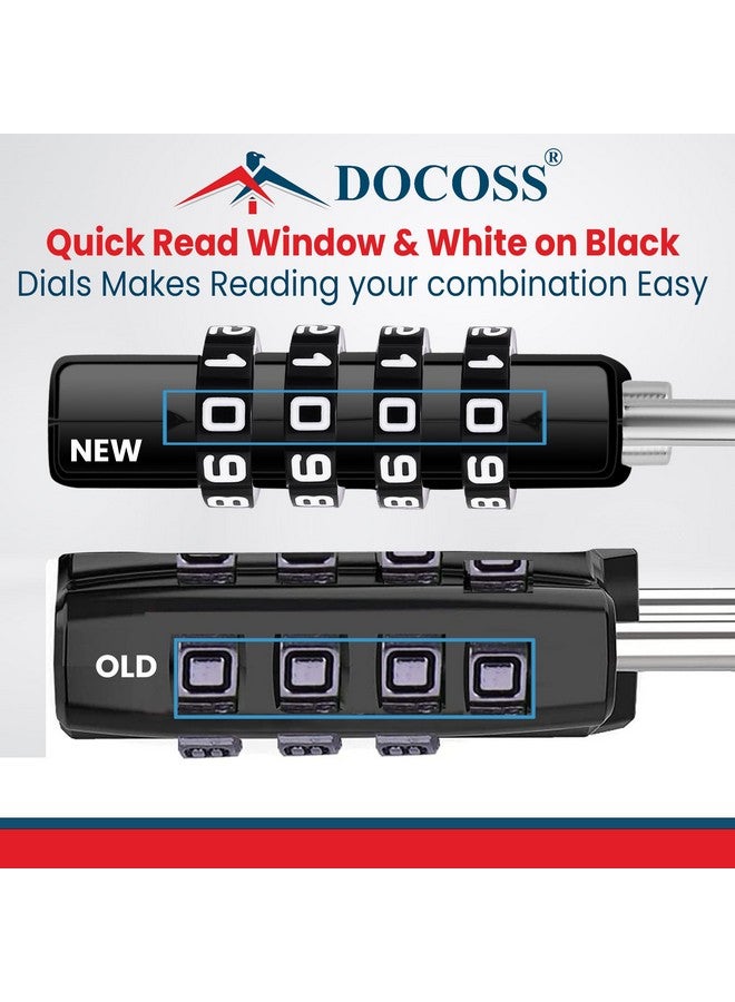 دوكوس قفل معدني مكون من 4 أرقام لحقيبة الأمتعة، عبوة من قطعتين (أسود، رمادي) - Image 4