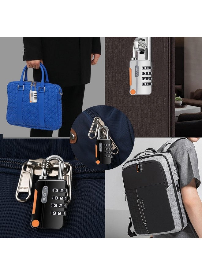 دوكوس قفل معدني مكون من 4 أرقام لحقيبة الأمتعة، عبوة من قطعتين (أسود، رمادي) - Image 5