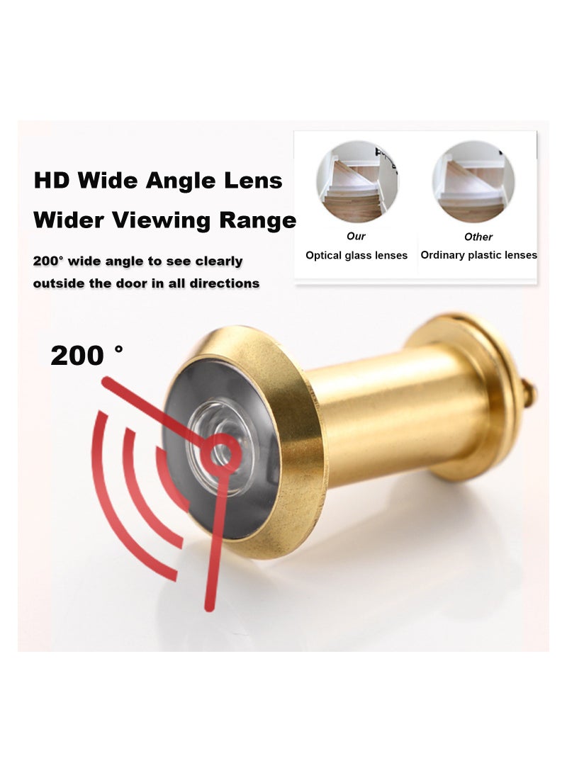 Safety Door Viewer, Solid Brass 200-degree Door Viewer/Peephole with Heavy Duty Rotating Privacy Cover for 35-60mm Thickness Doors, Durable Door Viewer for Home Office Hotel (Gold) - Image 5