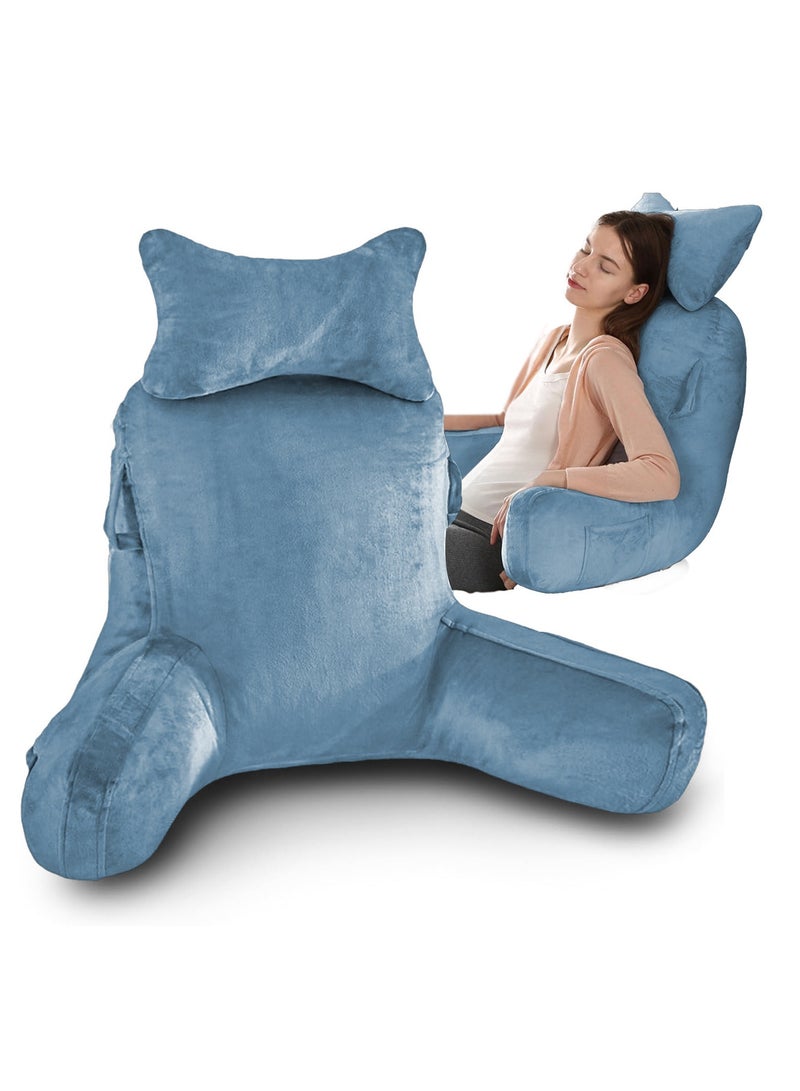 Ergonomic Extra Large Memory Foam Reading Pillow, Pillow Backrest, Lumbar Pillow, Neck Support pillow, Seat Cushion, Bed Rest Pillow, Lounge Cushion, Back Support Pillow with Arms, Washable Cover - Image 1