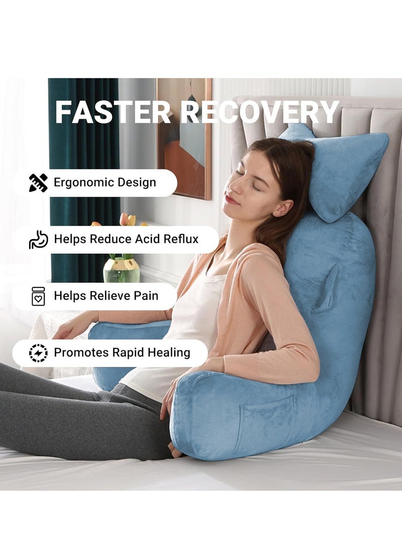 Ergonomic Extra Large Memory Foam Reading Pillow, Pillow Backrest, Lumbar Pillow, Neck Support pillow, Seat Cushion, Bed Rest Pillow, Lounge Cushion, Back Support Pillow with Arms, Washable Cover - Image 2
