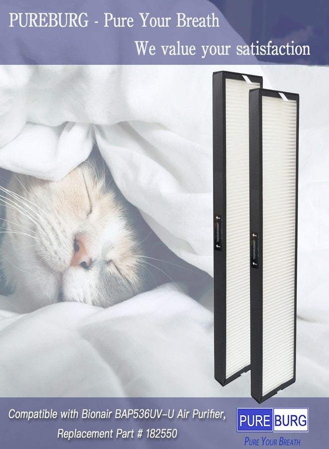 PUREBURG فلتر بديل PUREBURG 182550 متوافق مع جهاز تنقية الهواء Bionair BAP536UV-U، عبوة من قطعتين من فلاتر الكربون النشط H13 HEPA لتنقية الهواء من الغبار والمركبات العضوية المتطايرة والروائح - Image 5