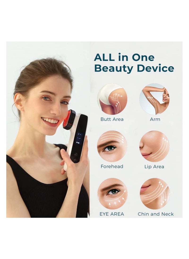 SYOSI SYOSI Radio Frequency Skin Tightening Machine,6-in-1 Rechargeable Anti-Aging Skin Care Microcurrent Facial Device, Red Light, Wrinkle Remove, Rejuvenation, Skin-Firming, Coal Black and Pearl White  - Image 3