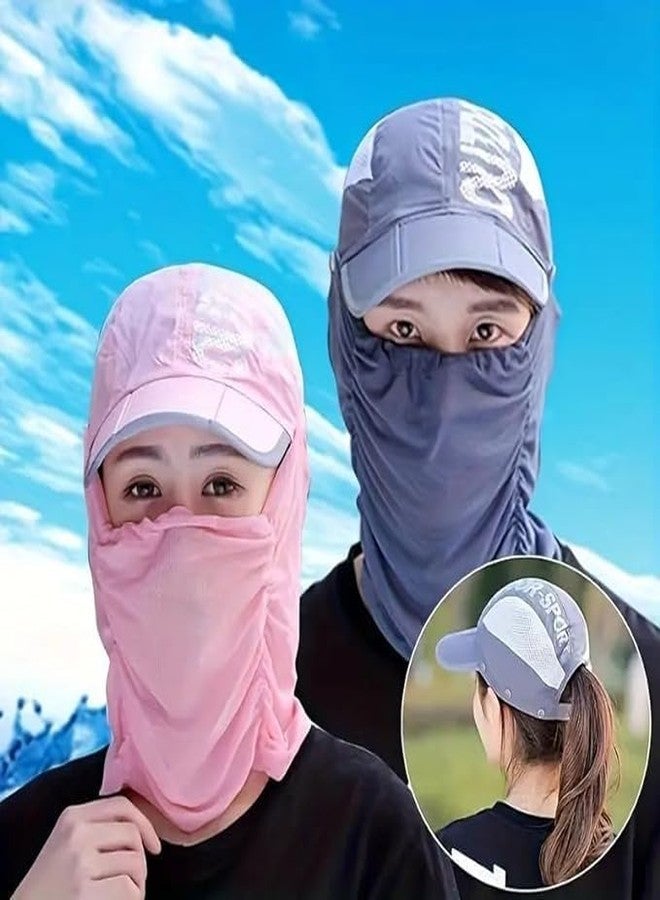 Sinbyuer Women's Grey Sun Hat with Detachable Face Cover for Cycling, Fishing, Outdoor Activities. - Image 3