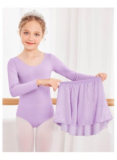 CMGTYYD Girls Ballet Leotards Toddler Long Sleeve Crisscross Back Dance Dress Outfit with Removable Shiny Skirt Combo  - Image 4