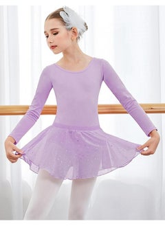 CMGTYYD Girls Ballet Leotards Toddler Long Sleeve Crisscross Back Dance Dress Outfit with Removable Shiny Skirt Combo  - Image 3