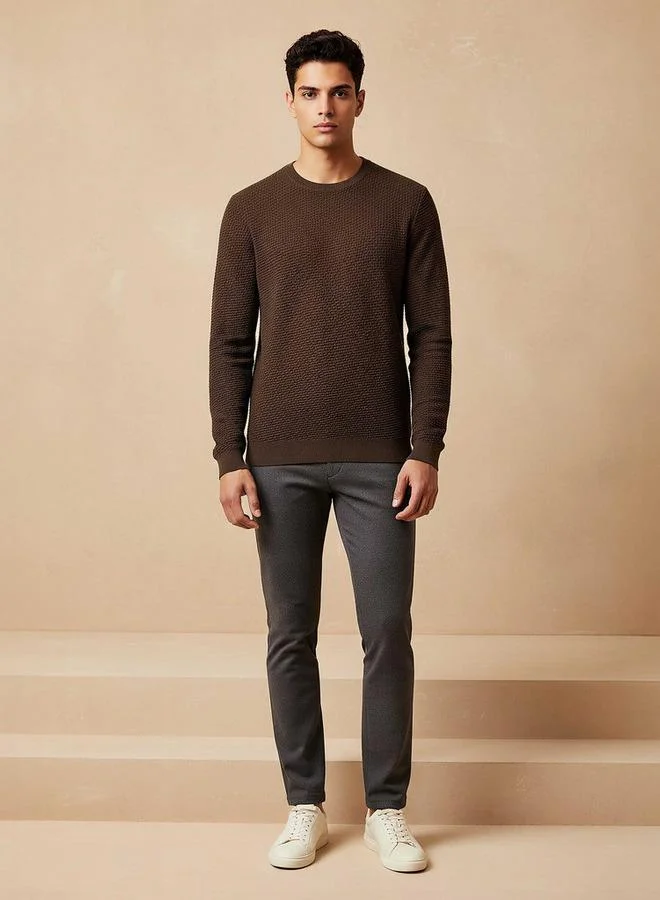 سبلاش فيڤ Textured Sweater with Crew Neck
