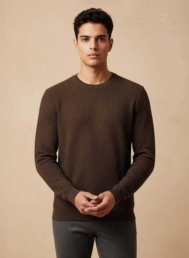 Splash FAV Textured Sweater with Crew Neck