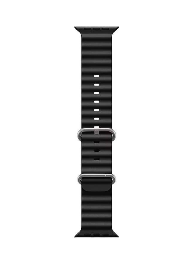 سوار ساعة أبل 49 مم 45 مم 44 مم 42 مم سوار حلقي من السيليكون الناعم لسلسلة iWatch Ultra / 8/7 / SE / 6/5/4/3/2/1 أسود - Image 3