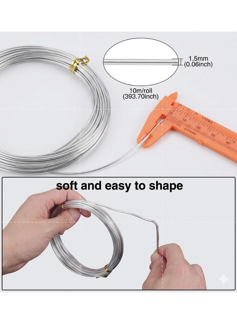 HASANAT ESSENTIALS سلك فضي للحرف اليدوية للإكسسوارات مرن، مقاوم للتأكسد، سهل التشكيل - Image 2